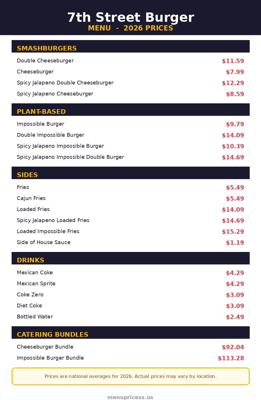 7th street burger menu prices 2026 full menu card with smashburgers, sides, drinks and catering prices