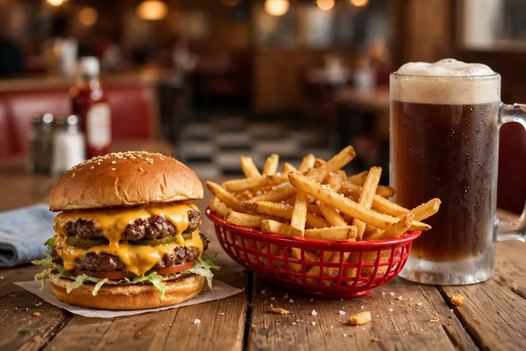 A&W menu prices 2026 cheeseburger, fries and frosty root beer mug