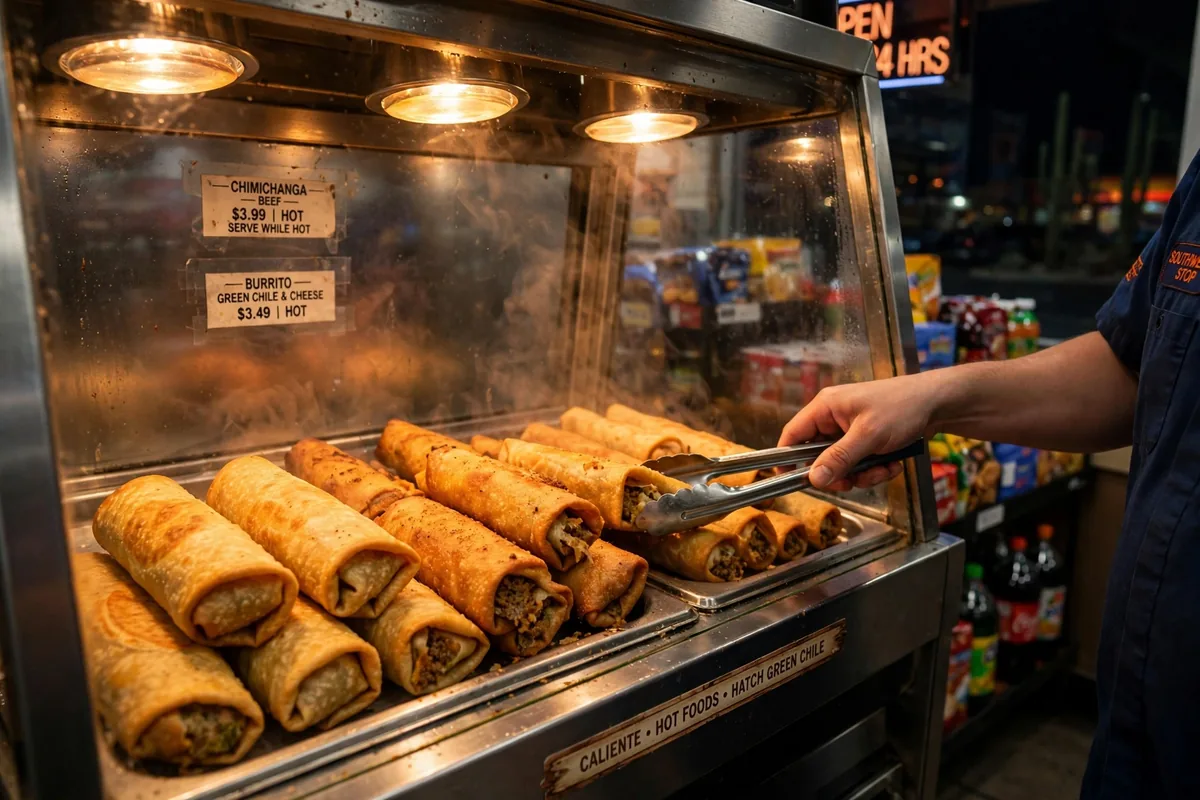 Allsups menu prices 2026 hot burritos and chimichangas in the store warmer