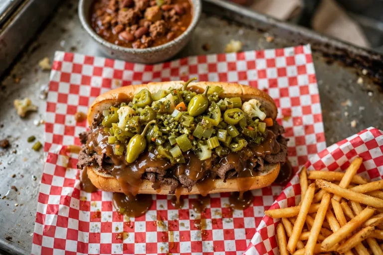 Al's Italian Beef secret menu items: Italian beef sandwich with giardiniera, fries and chili