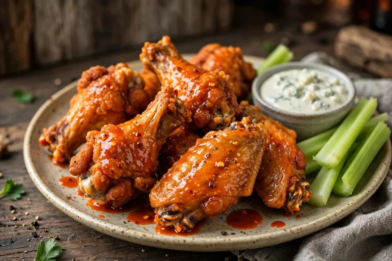 Anchor Bar calories: crispy buffalo chicken wings with celery and blue cheese