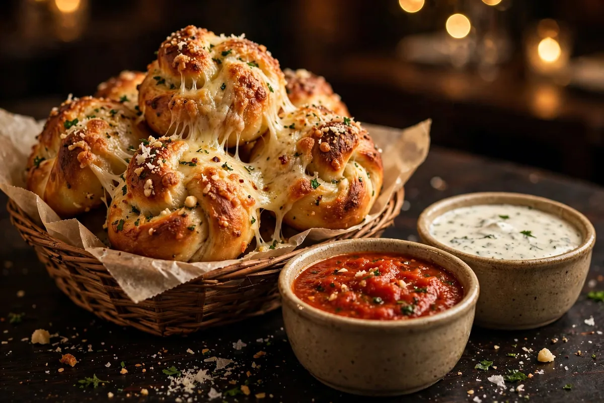 Gnarlic Knots at &pizza, cheesy garlic knots with marinara and ranch dips, and pizza menu prices