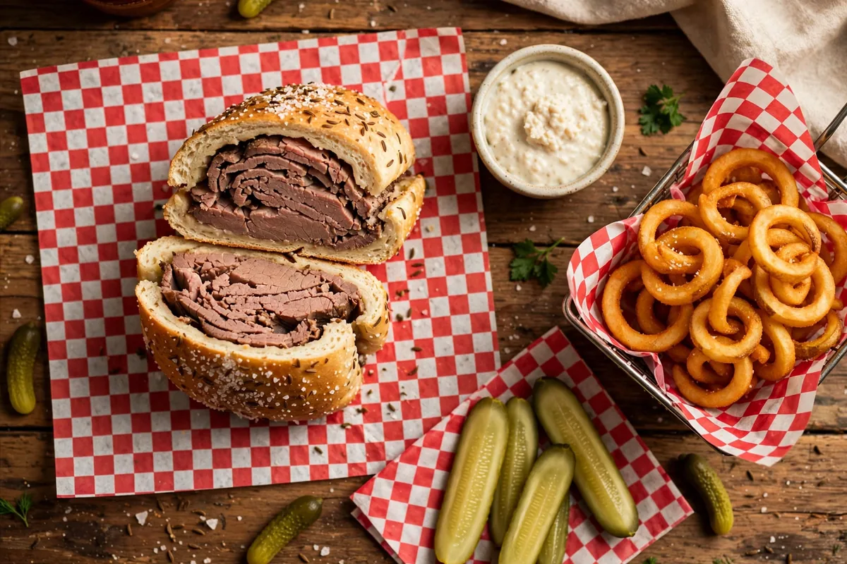 Andersons custard menu roast beef on weck sandwich and curly fries prices