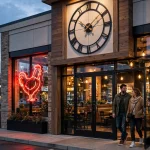 Angry Chickz working hours - restaurant storefront open in the evening
