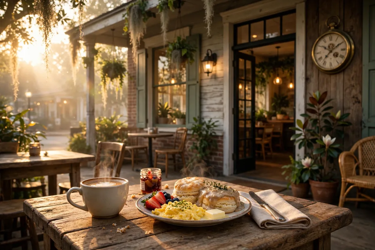 Another Broken Egg Cafe breakfast cafe storefront in the morning
