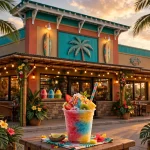 Bahama Buck's storefront at golden hour, Bahama Buck's working hours