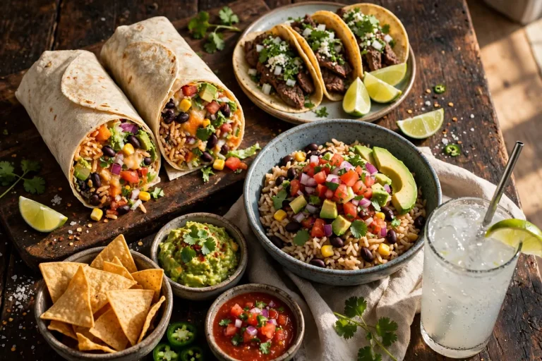 Baja Fresh menu prices 2026 fresh Mexican food spread with burritos and tacos