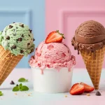 Baskin Robbins calories nutrition guide: ice cream scoops in cones