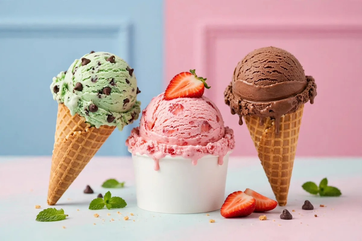Baskin Robbins calories nutrition guide: ice cream scoops in cones