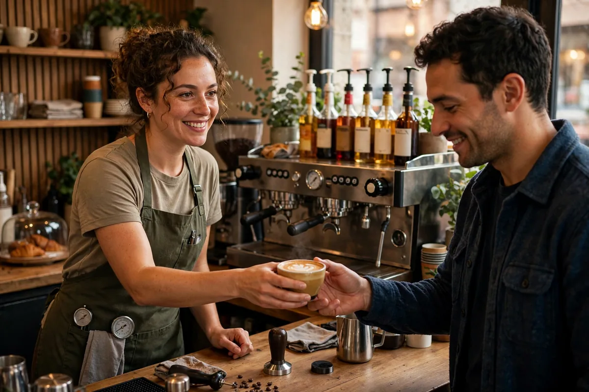 Barista preparing a Better Buzz Coffee secret menu drink at the counter