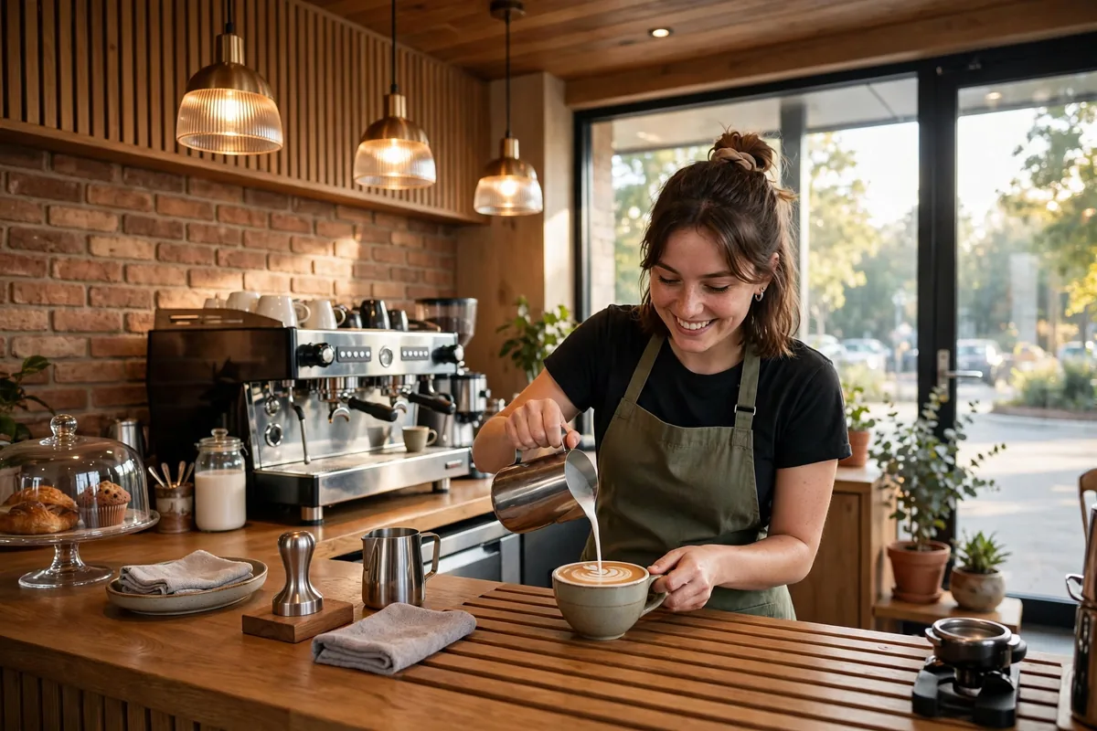 beans and brews menu prices 2026 barista pouring latte