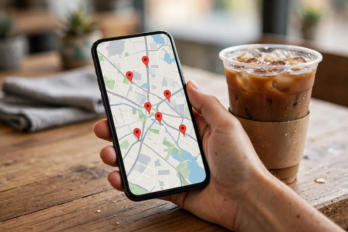Finding the nearest Better Buzz Coffee locations on a phone map