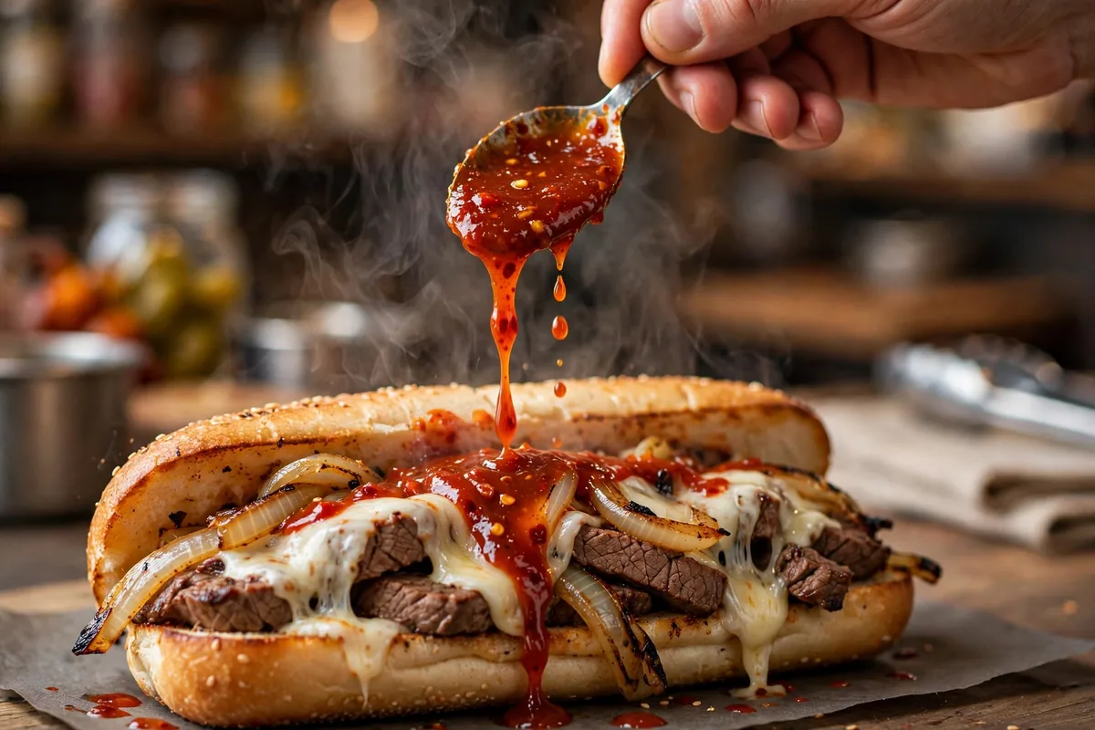 Big John Steak menu prices 2026 close-up of shaved ribeye steak sub with grilled onions