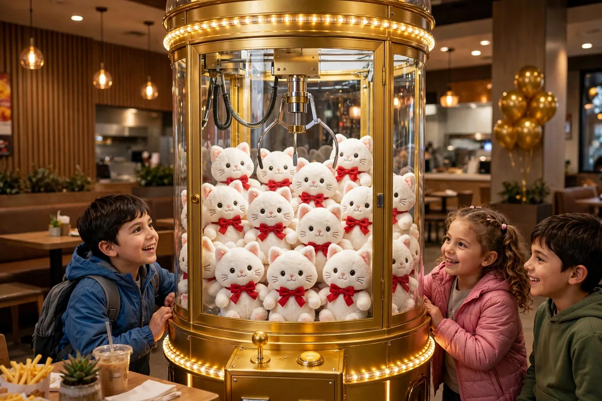 Burger King Hello Kitty golden claw machine event at Downey California restaurant