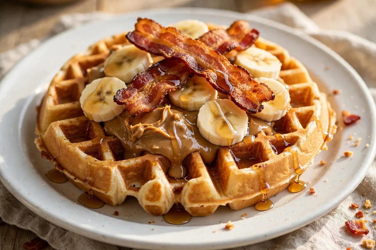 Black Bear Diner secret menu Elvis waffle with peanut butter, banana and bacon