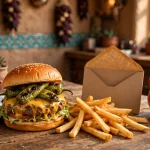 Blakes Lotaburger deals: green chile cheeseburger with fries and a coupon envelope