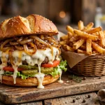 Blazing Onion Burger menu prices 2026 cheeseburger and fries