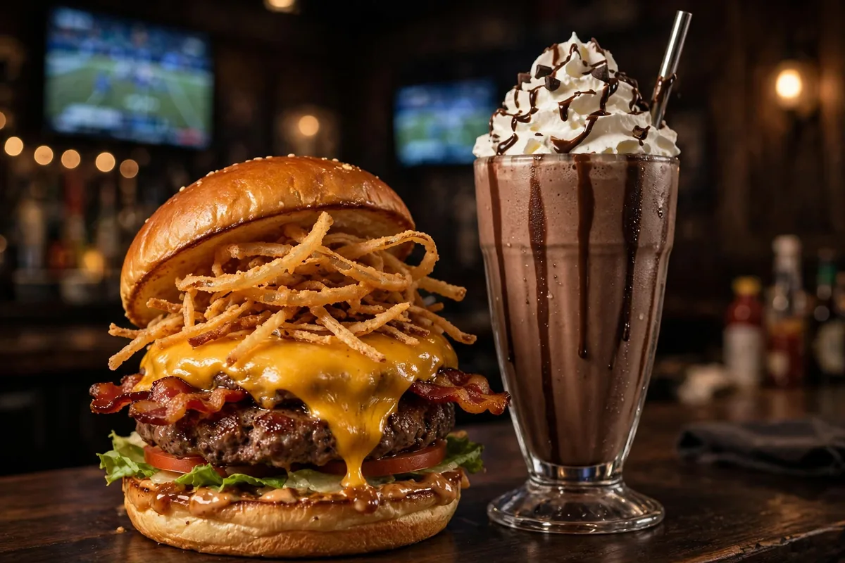Blazing Onion burger menu prices 2026 bacon cheeseburger and milkshake