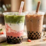 Boba Guys menu prices 2026 strawberry matcha latte and classic milk tea with boba