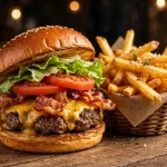 Boston Burger Company menu prices 2026 gourmet bacon cheeseburger and crispy fries