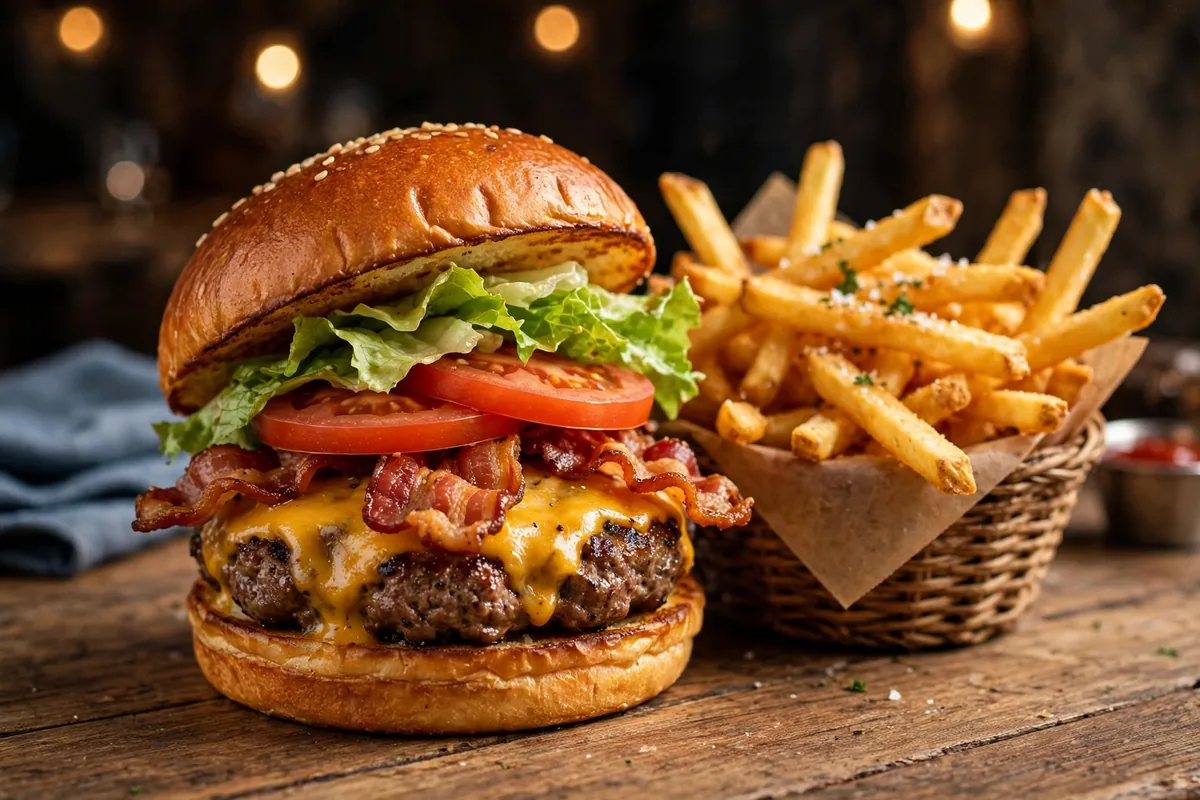 Boston Burger Company menu prices 2026 gourmet bacon cheeseburger and crispy fries