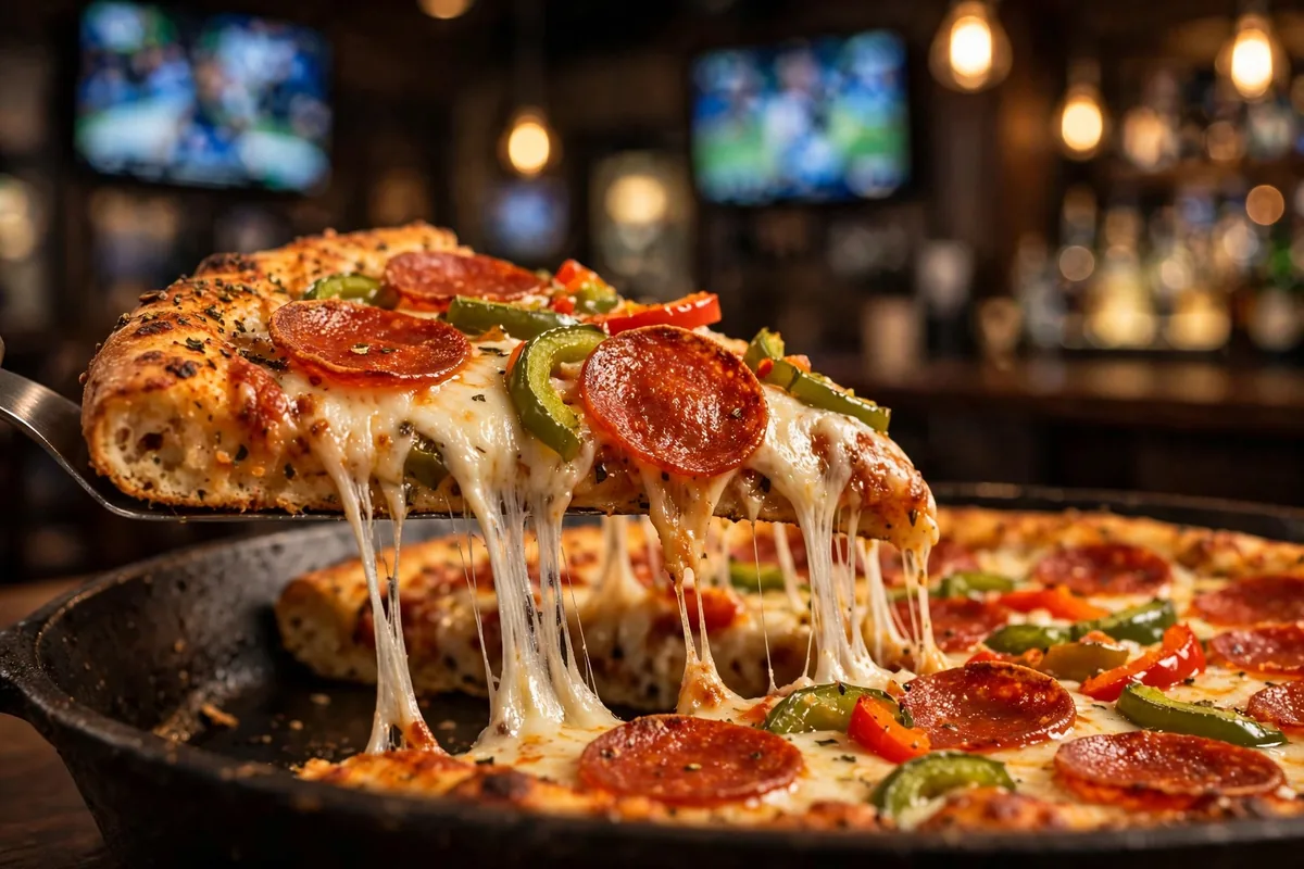 Bostons restaurant menu prices 2026 gourmet pepperoni pizza slice sports bar