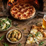 Brixx pizza menu prices 2026 wood-fired pizza spread with fire-roasted wings