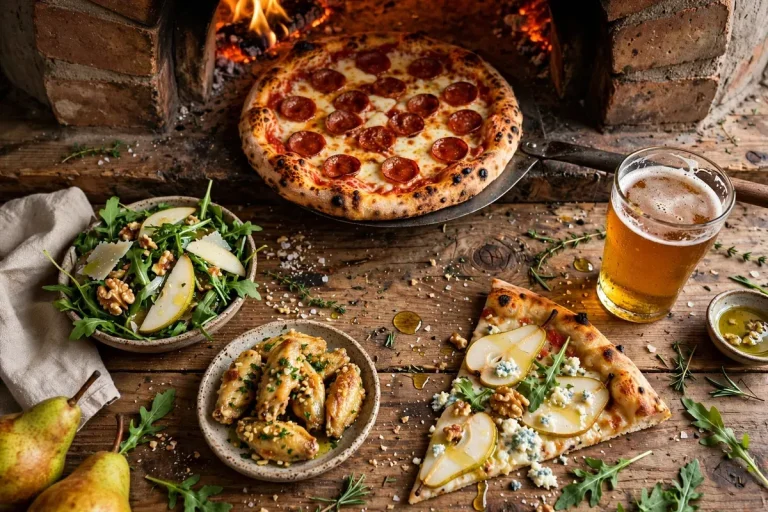 Brixx pizza menu prices 2026 wood-fired pizza spread with fire-roasted wings