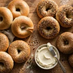 Brueggers Bagels calories guide with fresh bagels and cream cheese