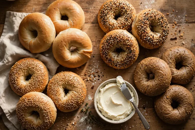 Brueggers Bagels calories guide with fresh bagels and cream cheese