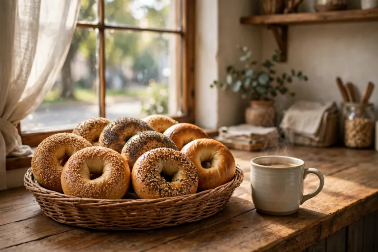 Brueggers Bagels deals: fresh bagels and coffee at a bakery counter
