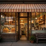 Bruster's working hours guide: old-fashioned ice cream parlor storefront glowing at dusk