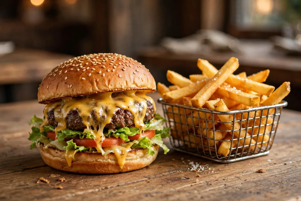 BurgerFi deals - cheeseburger and fresh-cut fries
