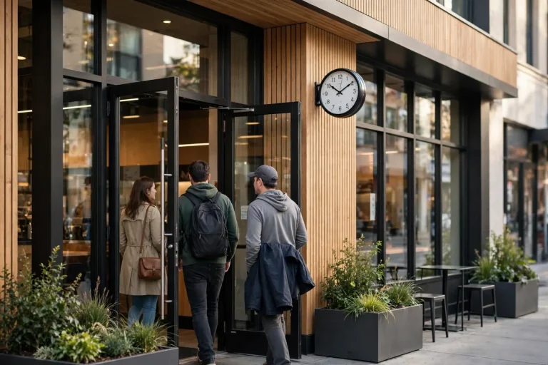 BurgerFi working hours at a restaurant storefront