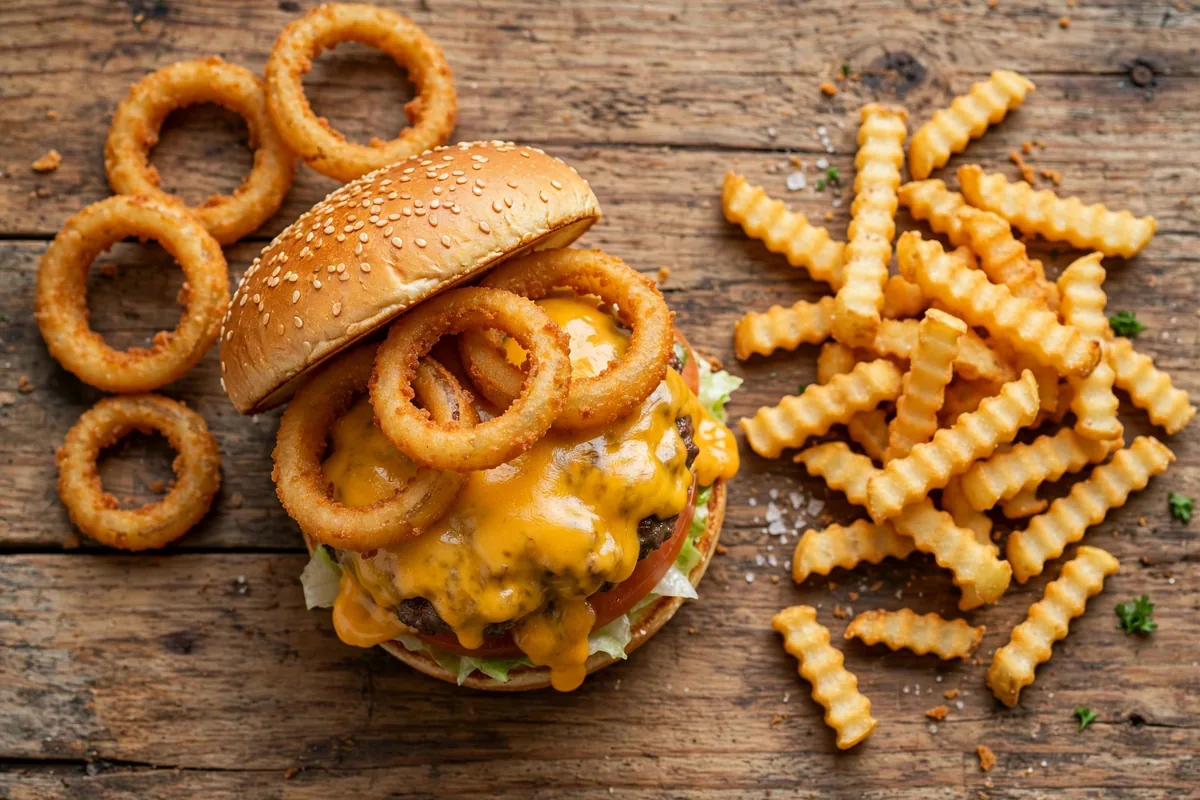 Burgerville menu calories cheeseburger and onion rings nutrition breakdown