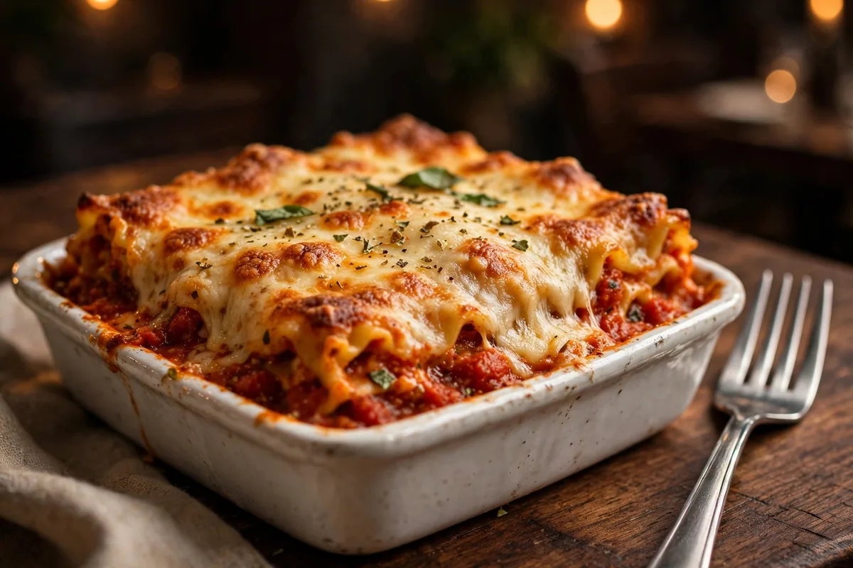 Campisi's baked lasagna menu close up Italian restaurant Dallas