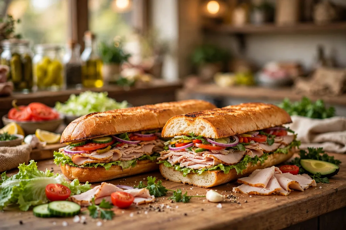 Fresh Capriotti's style submarine sandwiches on a deli counter