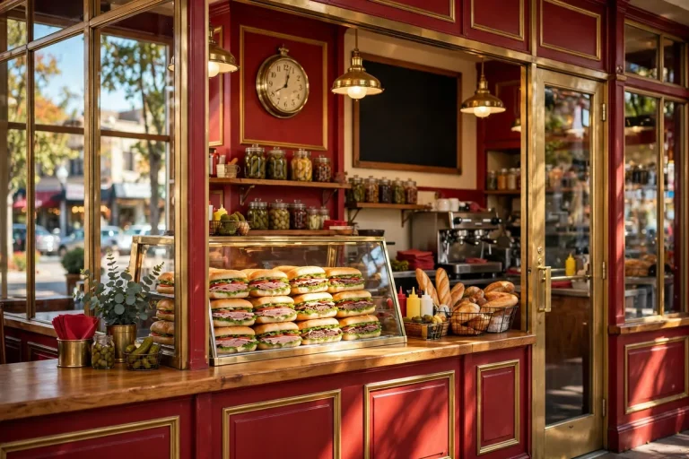Capriotti's Sandwich Shop storefront with a clock showing midday, illustrating typical Capriotti's working hours.