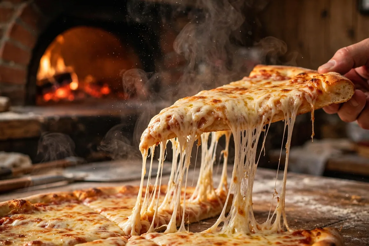 Cardos pizza menu prices 2026 - fresh hot pizza slice with cheese pull