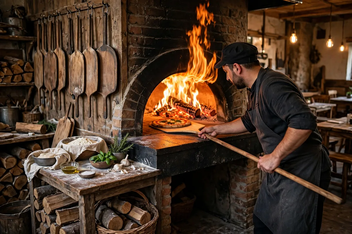 Cascadia Pizza Co menu prices wood-fired oven chef baking pizza
