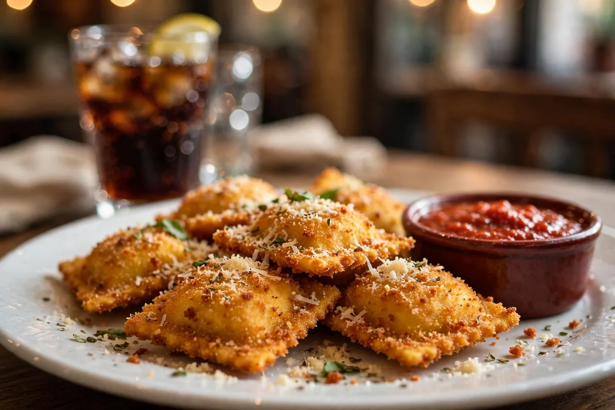 Cecil Whittakers Pizza toasted ravioli appetizer with marinara sauce and 2026 menu prices