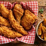 Chester's Chicken tenders and potato wedges