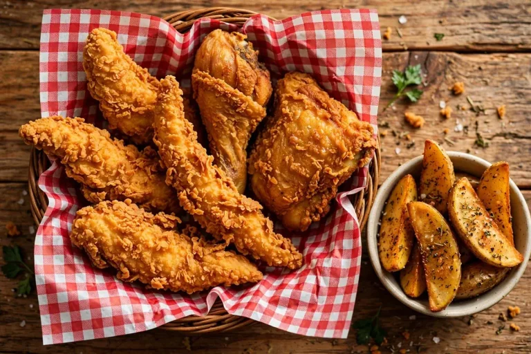 Chester's Chicken tenders and potato wedges
