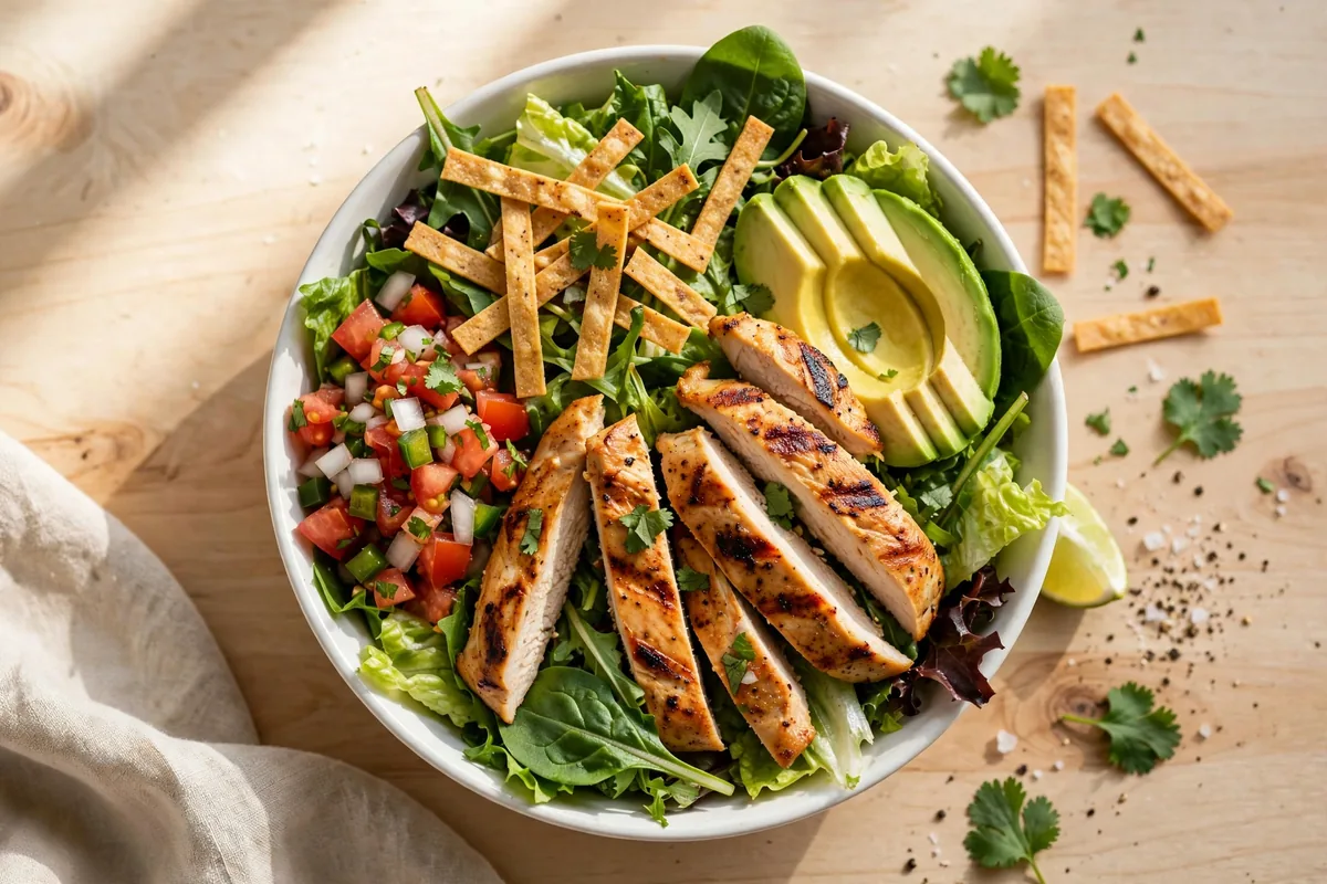 Chuy's lowest calorie meal options: fresh Tex-Mex chicken salad bowl