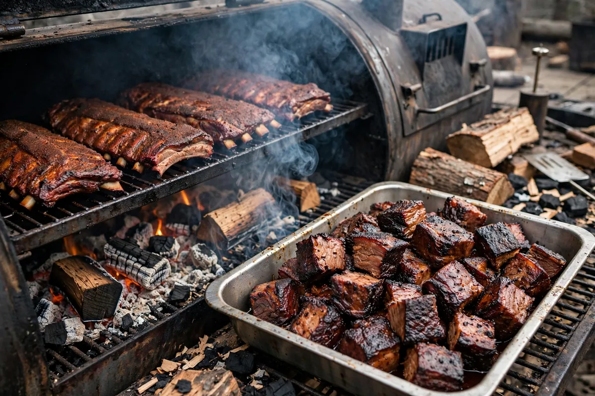 City Barbeque ribs calories being smoked over hardwood in the pit