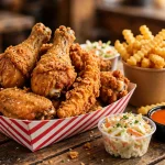 Cluck U Chicken menu prices: crispy buffalo wingers tossed in sauce with cheese fries