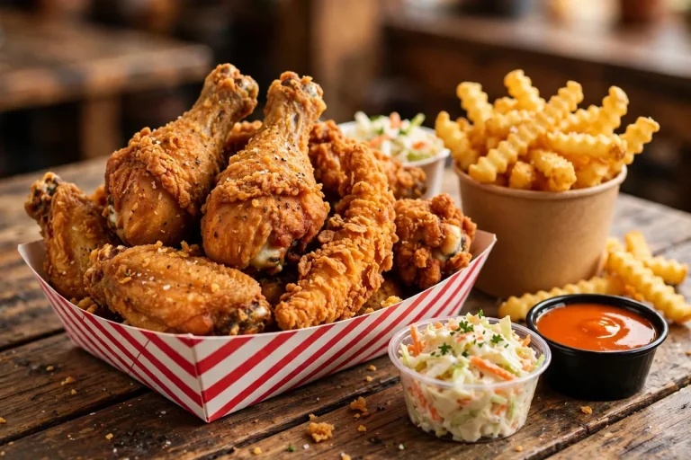 Cluck U Chicken menu prices: crispy buffalo wingers tossed in sauce with cheese fries