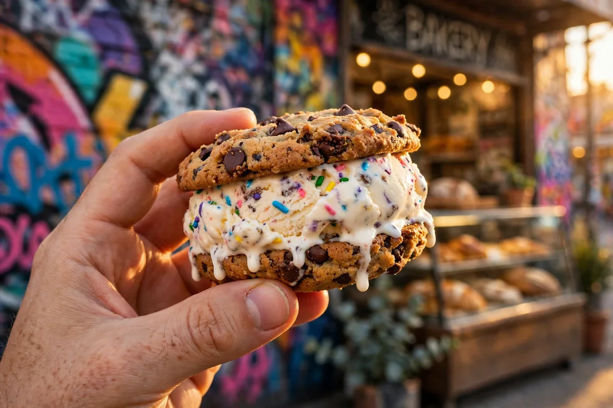 The Cookie Plug menu prices, iced up ice cream cookie sandwich