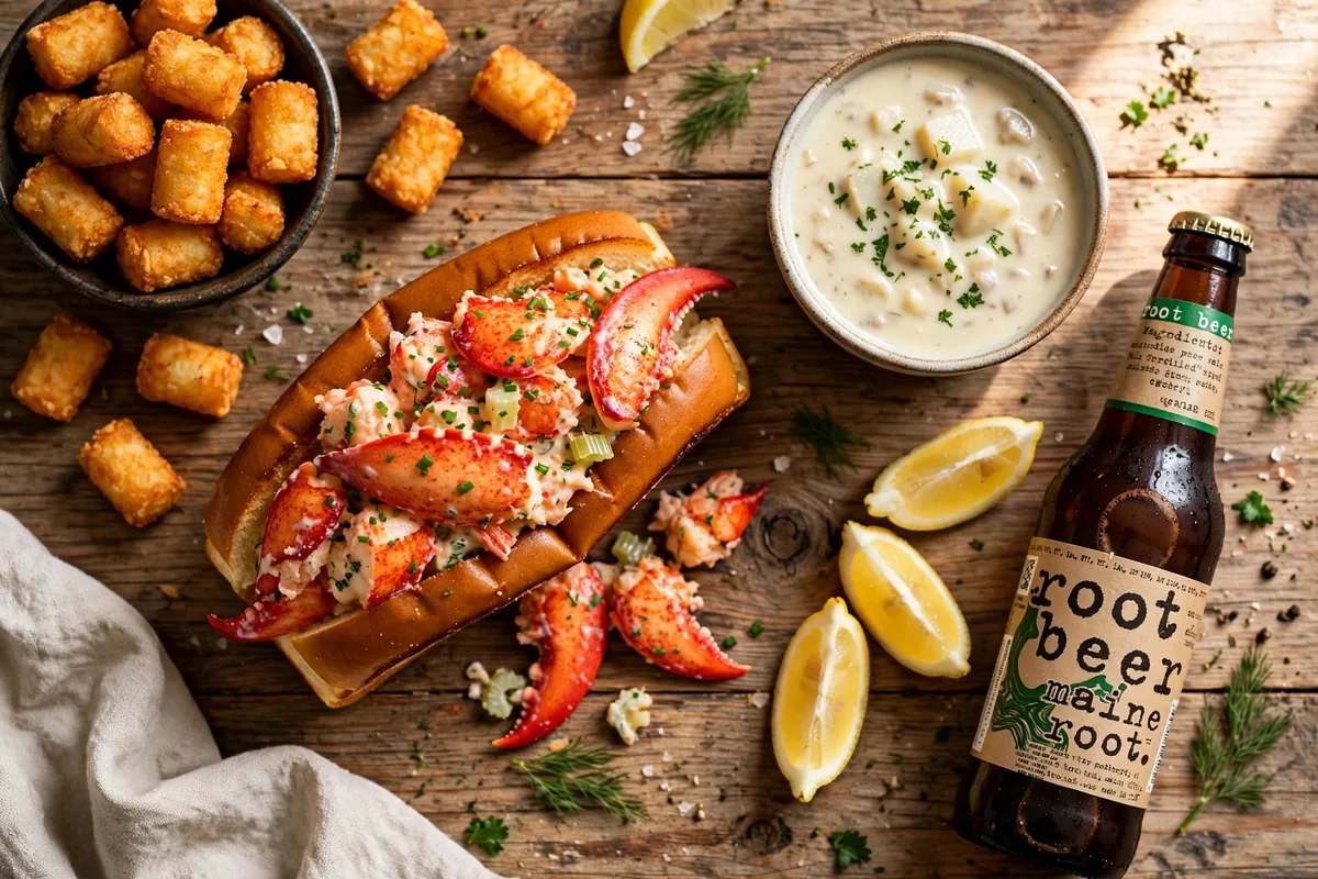 Cousins Maine Lobster menu prices 2026 lobster roll tater tots clam chowder spread