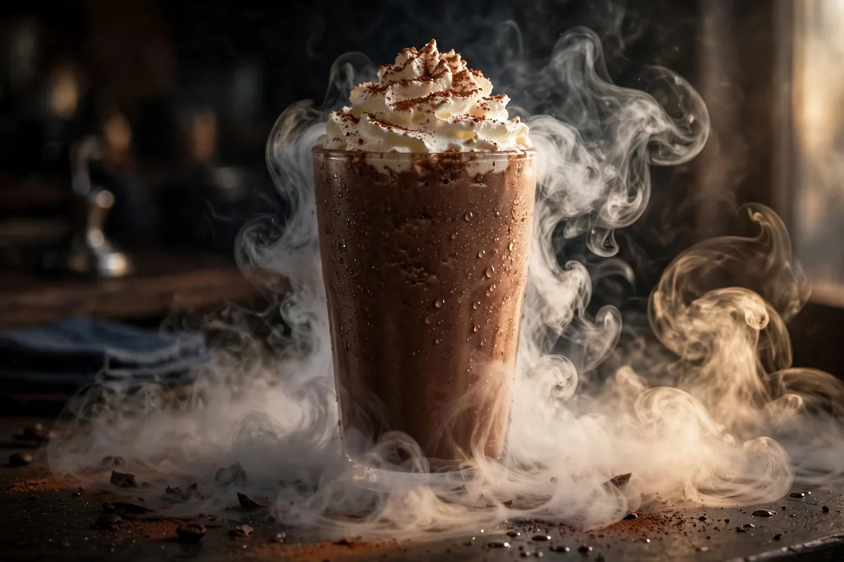 Creamistry menu prices: thick chocolate Nitroshake with liquid nitrogen vapor